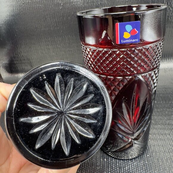 Luminarc Cristal D'Arques Durand Antique Ruby Red Tumbler Glass France Set 2 - Picture 4 of 11